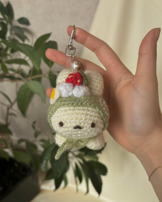 Matcha Cake Roll Bunny Keychain