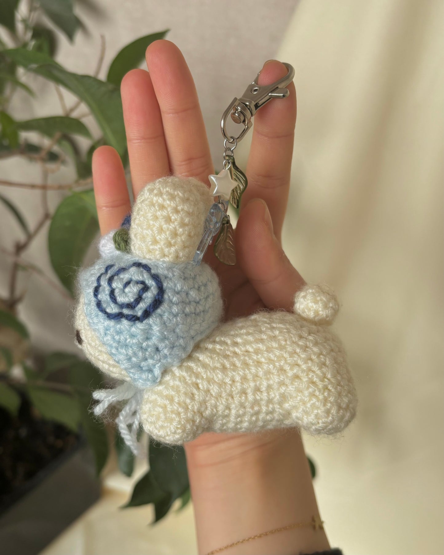 Blueberry Cake Roll Bunny Keychain