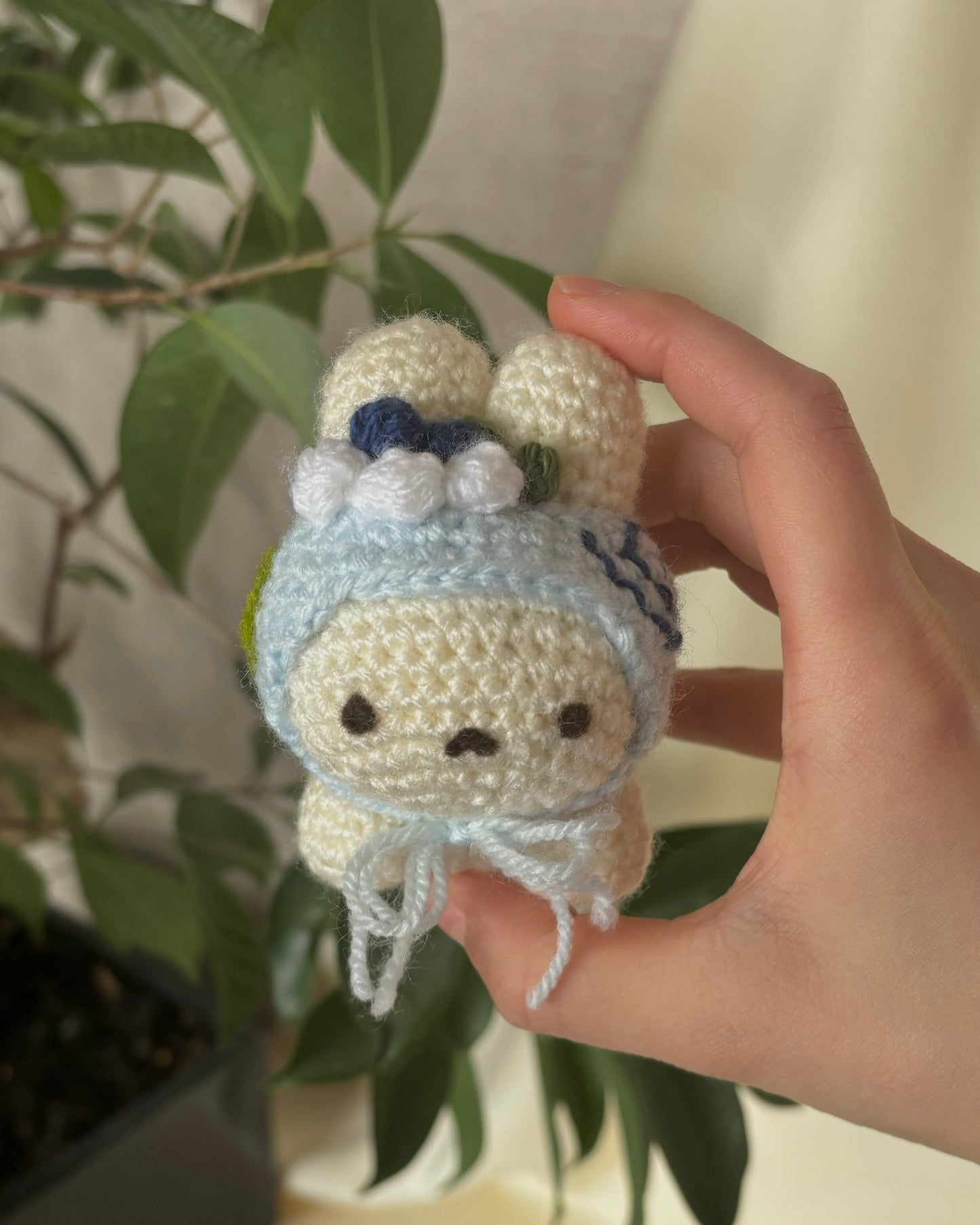 Blueberry Cake Roll Bunny Keychain