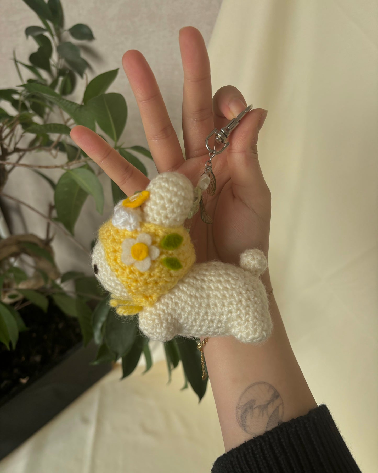 Yuzu Cake Roll Bunny Keychain