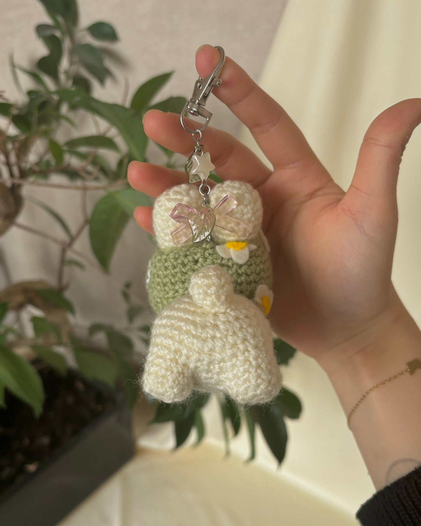 Matcha Cake Roll Bunny Keychain
