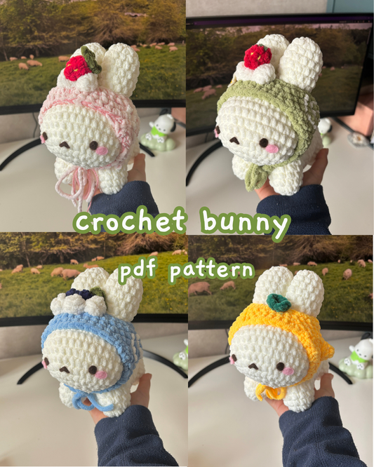 Cute Crochet Bunny with Hat 4 in 1 Pattern